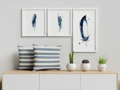 Image of a feather watercolor painting by Shayna Larsen, originals & prints available