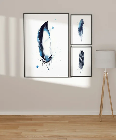 Image of a feather watercolor painting by Shayna Larsen, originals & prints available