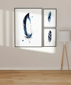 Image of a feather watercolor painting by Shayna Larsen, originals & prints available