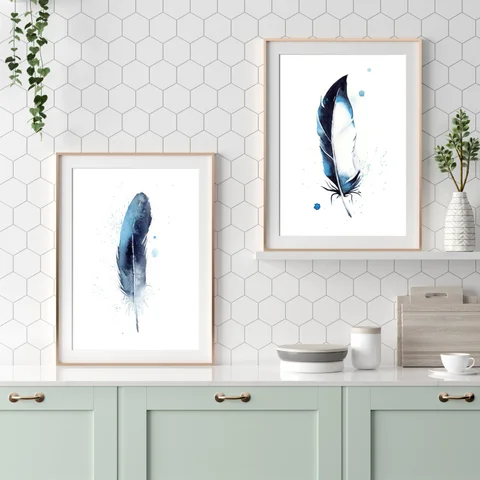 Image of a feather watercolor painting by Shayna Larsen, originals & prints available