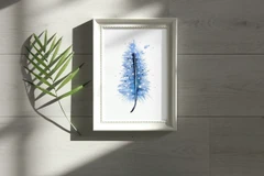 Image of a feather watercolor painting by Shayna Larsen, originals & prints available