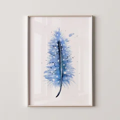 Image of a feather watercolor painting by Shayna Larsen, originals & prints available