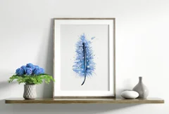 Image of a feather watercolor painting by Shayna Larsen, originals & prints available