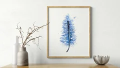 Image of a feather watercolor painting by Shayna Larsen, originals & prints available