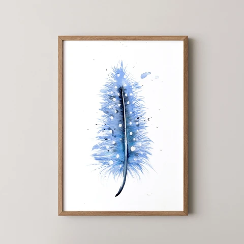 Image of a feather watercolor painting by Shayna Larsen, originals & prints available