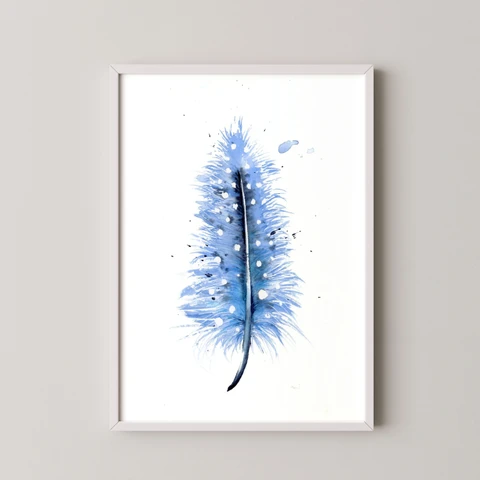 Image of a feather watercolor painting by Shayna Larsen, originals & prints available