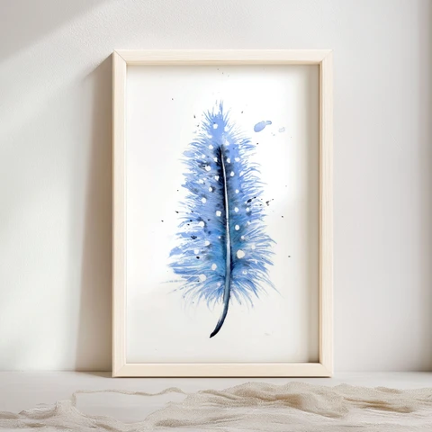 Image of a feather watercolor painting by Shayna Larsen, originals & prints available