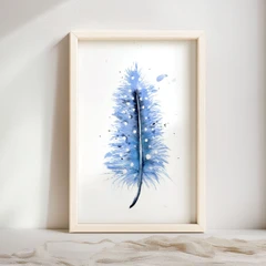 Image of a feather watercolor painting by Shayna Larsen, originals & prints available