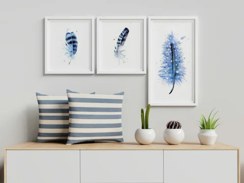 Image of a feather watercolor painting by Shayna Larsen, originals & prints available