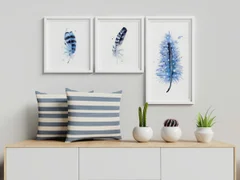 Image of a feather watercolor painting by Shayna Larsen, originals & prints available