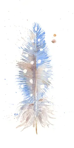 Image of a feather watercolor painting by Shayna Larsen, originals & prints available