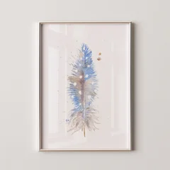 Image of a feather watercolor painting by Shayna Larsen, originals & prints available