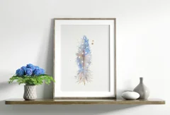 Image of a feather watercolor painting by Shayna Larsen, originals & prints available