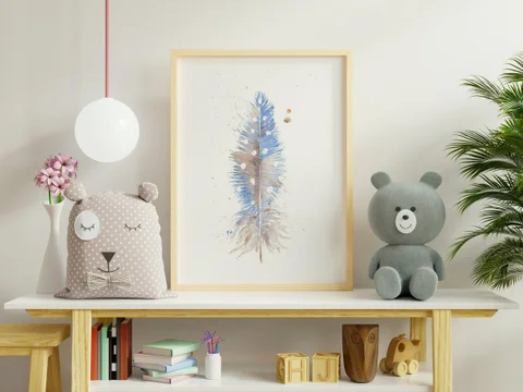 Image of a feather watercolor painting by Shayna Larsen, originals & prints available