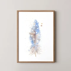 Image of a feather watercolor painting by Shayna Larsen, originals & prints available