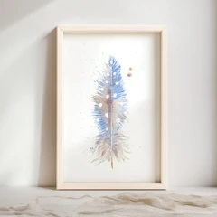 Image of a feather watercolor painting by Shayna Larsen, originals & prints available