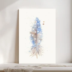 Image of a feather watercolor painting by Shayna Larsen, originals & prints available