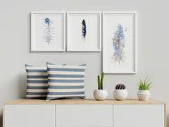 Image of a feather watercolor painting by Shayna Larsen, originals & prints available