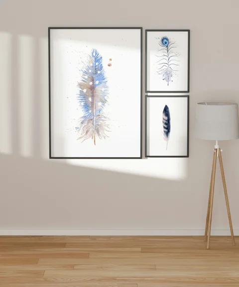 Image of a feather watercolor painting by Shayna Larsen, originals & prints available