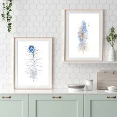 Image of a feather watercolor painting by Shayna Larsen, originals & prints available