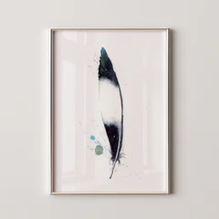 Image of a feather watercolor painting by Shayna Larsen, originals & prints available