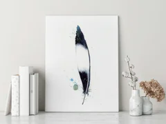 Image of a feather watercolor painting by Shayna Larsen, originals & prints available