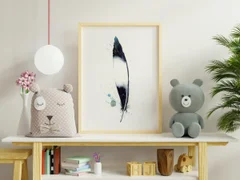 Image of a feather watercolor painting by Shayna Larsen, originals & prints available