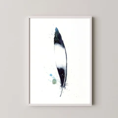 Image of a feather watercolor painting by Shayna Larsen, originals & prints available