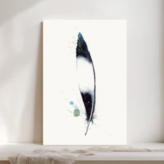 Image of a feather watercolor painting by Shayna Larsen, originals & prints available