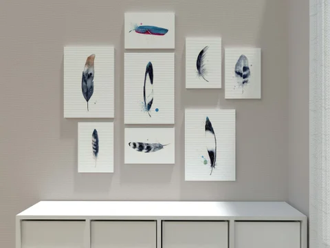 Image of a feather watercolor painting by Shayna Larsen, originals & prints available