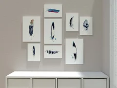 Image of a feather watercolor painting by Shayna Larsen, originals & prints available