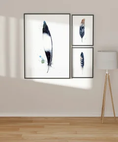 Image of a feather watercolor painting by Shayna Larsen, originals & prints available