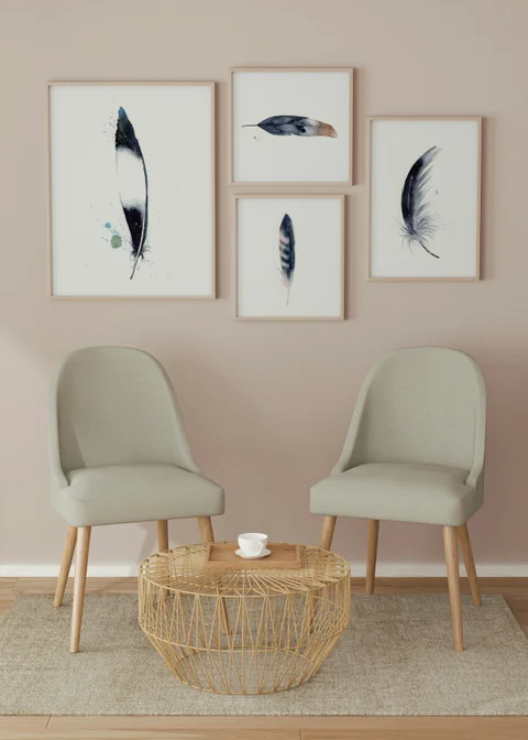 Image of a feather watercolor painting by Shayna Larsen, originals & prints available