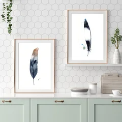 Image of a feather watercolor painting by Shayna Larsen, originals & prints available