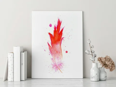 Image of a feather watercolor painting by Shayna Larsen, originals & prints available