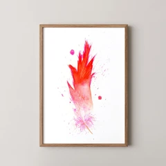 Image of a feather watercolor painting by Shayna Larsen, originals & prints available