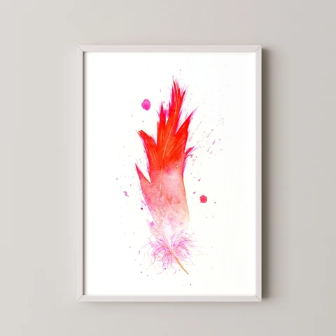Image of a feather watercolor painting by Shayna Larsen, originals & prints available