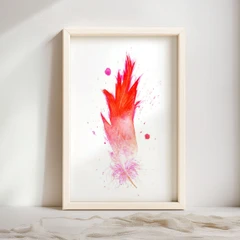 Image of a feather watercolor painting by Shayna Larsen, originals & prints available