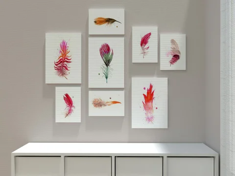 Image of a feather watercolor painting by Shayna Larsen, originals & prints available