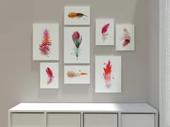 Image of a feather watercolor painting by Shayna Larsen, originals & prints available