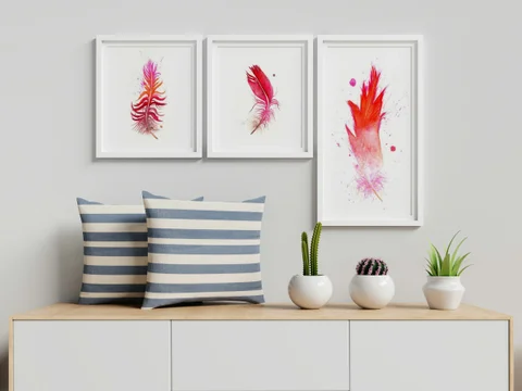 Image of a feather watercolor painting by Shayna Larsen, originals & prints available