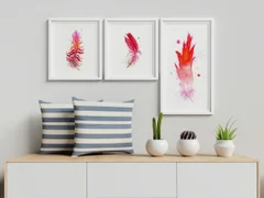 Image of a feather watercolor painting by Shayna Larsen, originals & prints available