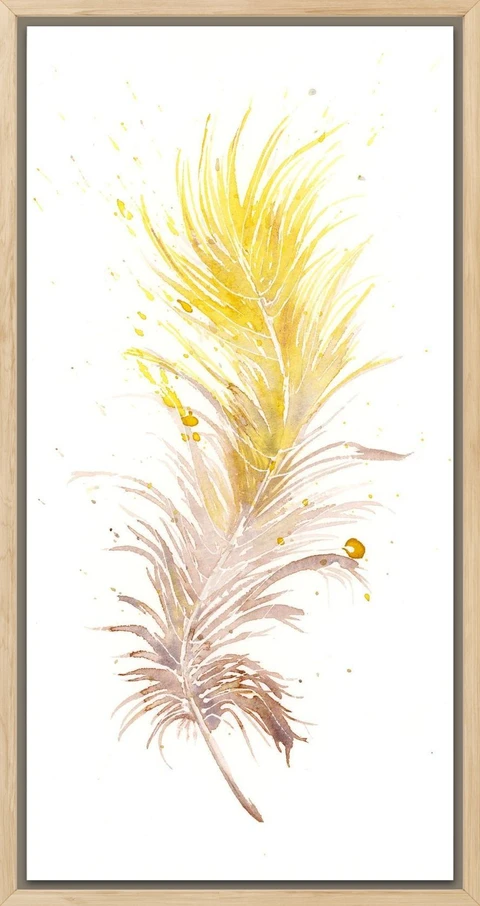 Image of a feather watercolor painting by Shayna Larsen, originals & prints available