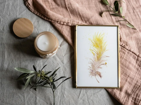 Image of a feather watercolor painting by Shayna Larsen, originals & prints available