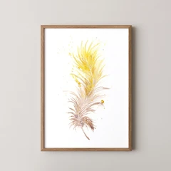 Image of a feather watercolor painting by Shayna Larsen, originals & prints available
