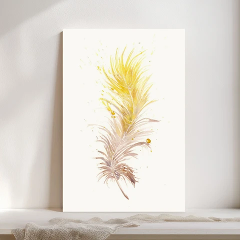 Image of a feather watercolor painting by Shayna Larsen, originals & prints available