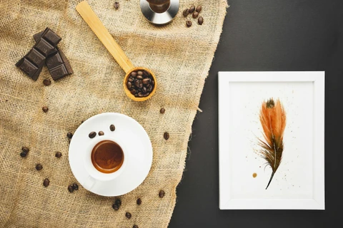 Image of a feather watercolor painting by Shayna Larsen, originals & prints available