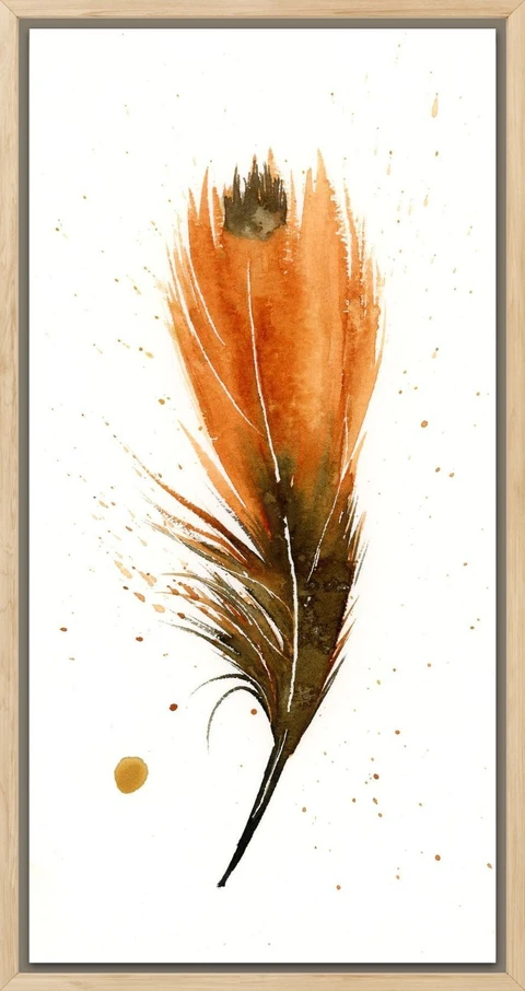 Image of a feather watercolor painting by Shayna Larsen, originals & prints available