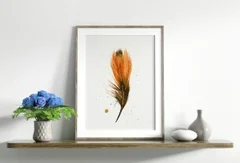 Image of a feather watercolor painting by Shayna Larsen, originals & prints available