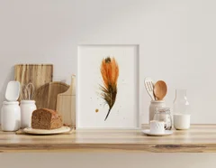 Image of a feather watercolor painting by Shayna Larsen, originals & prints available